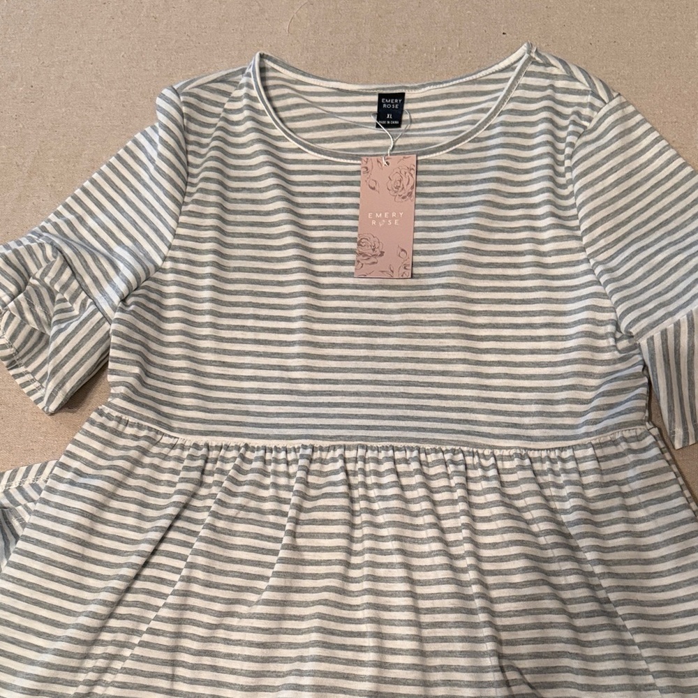 Emery Rose Gray Striped Casual Dress